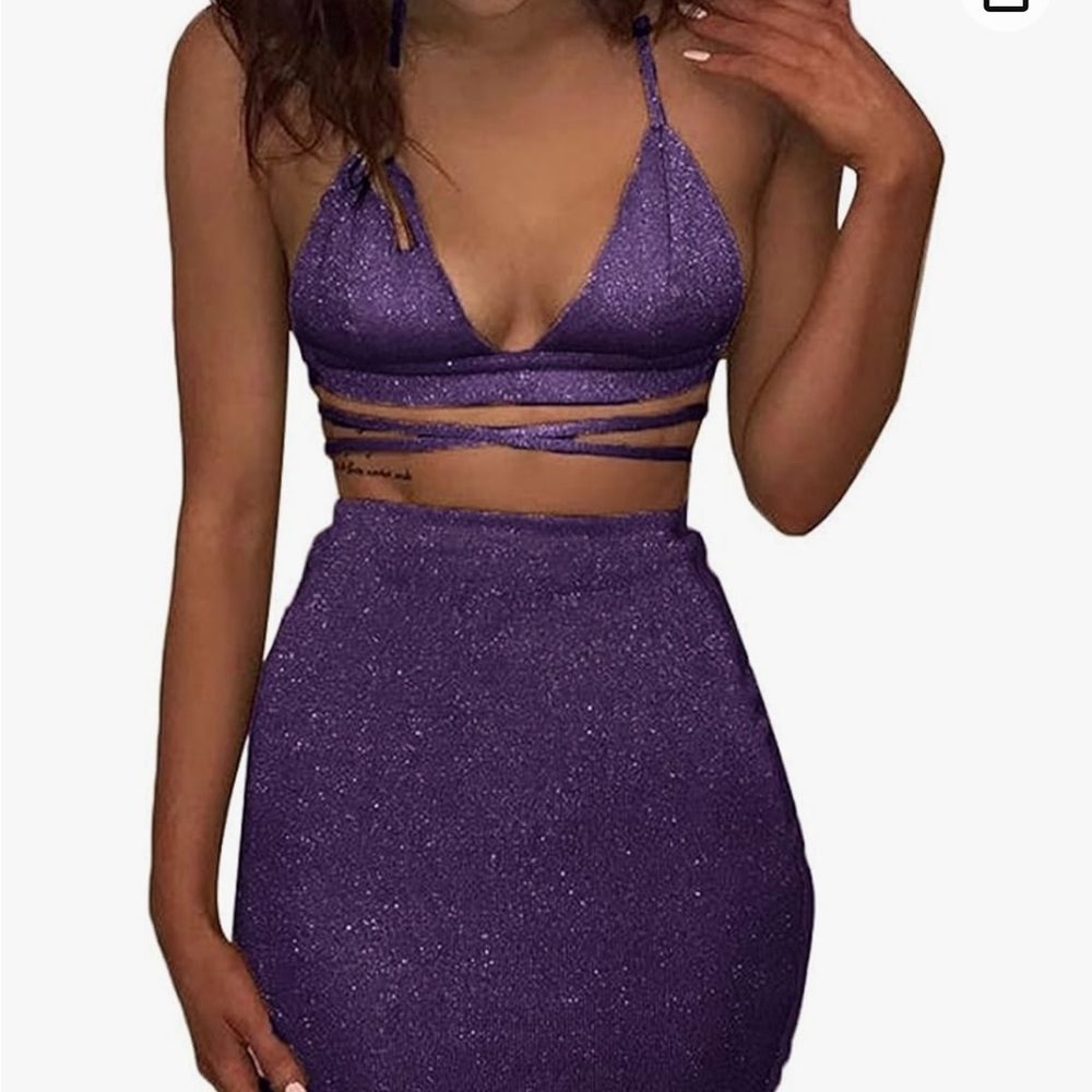 Sparkly purple two pice body com dress